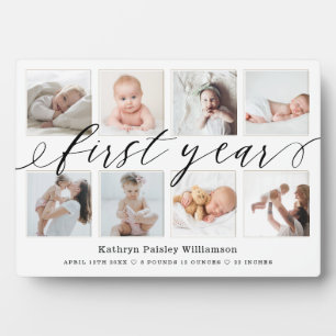 Baby's First Year Birth Stats & Photo Collage Plaque