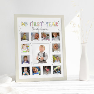 Baby's First Year, Gender Neutral Keepsake Collage Photo Print