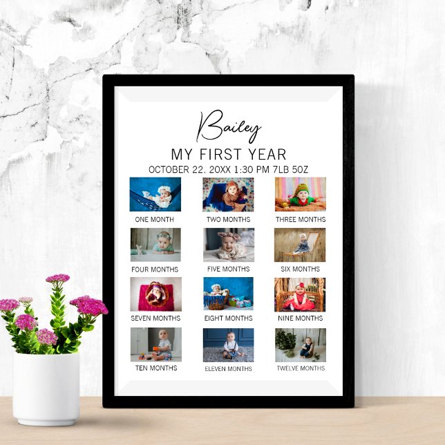 Baby's First Year Milestone 1st Birthday Photo Poster (Creator Uploaded)