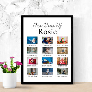 Baby's First Year Milestone 1st Birthday Photo Poster