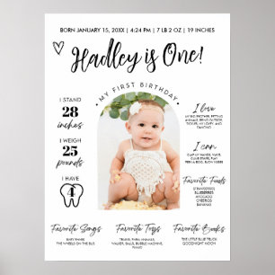 Baby's First Year Milestone Board 1st Birthday Pho Poster