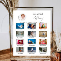 Baby's First Year Minimal First 1st Birthday Photo