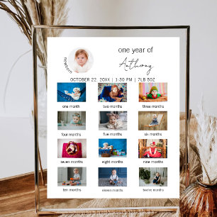Baby's First Year Minimal First 1st Birthday Photo Poster