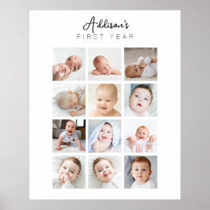 Baby's First Year Monthly Minimal Photo Poster