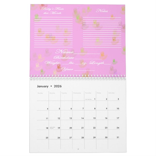 Baby's First Year Open Calendar (Jan 2026)