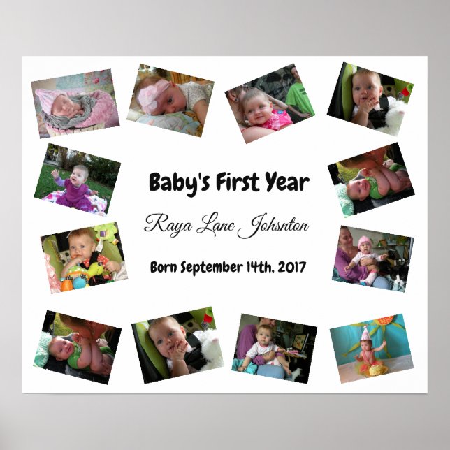 Baby's First Year Personalised Poster (Front)