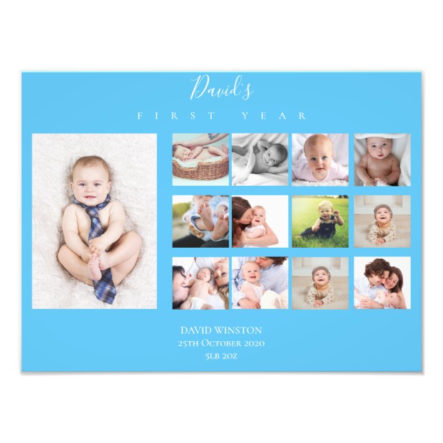 Baby's First Year Photo Collage Keepsake Boy (Front)
