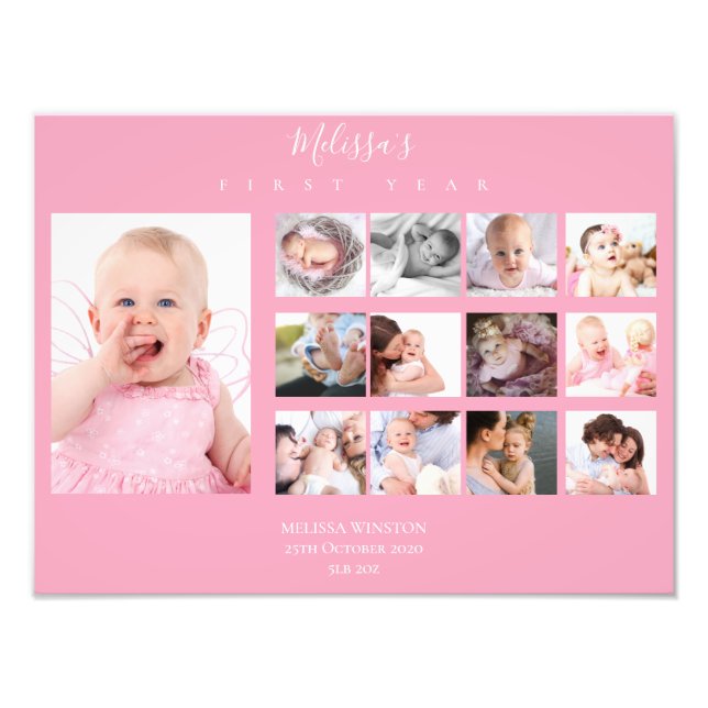 Baby's First Year Photo Collage Keepsake Girl (Front)