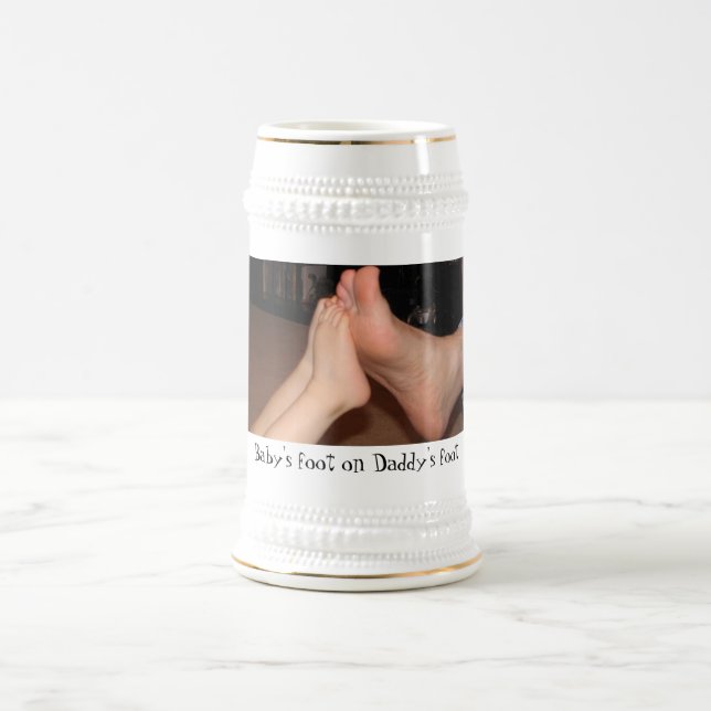 Baby's foot on Daddy's foot Beer Stein (Center)