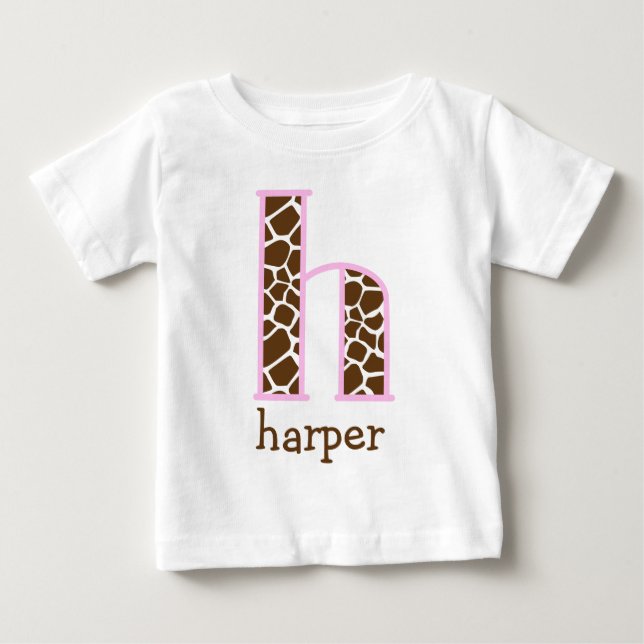 Baby's Giraffe Monogram Tutu Bodysuit initial h (Front)