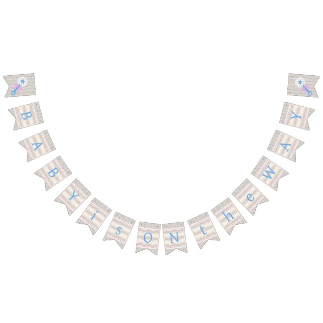 Baby's Grace Blue and Pink Striped Baby Shower Bunting (All)