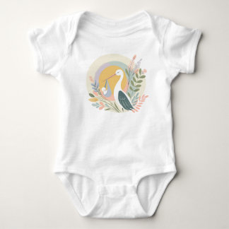 Baby's Here! said the stork Baby Bodysuit