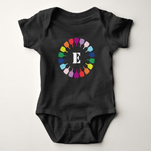 Baby's initial Awesome Pickleball circle  Baby Bodysuit