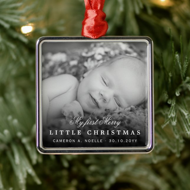 Baby's My First Merry Little Christmas Cute Photo Metal Tree Decoration (Tree)
