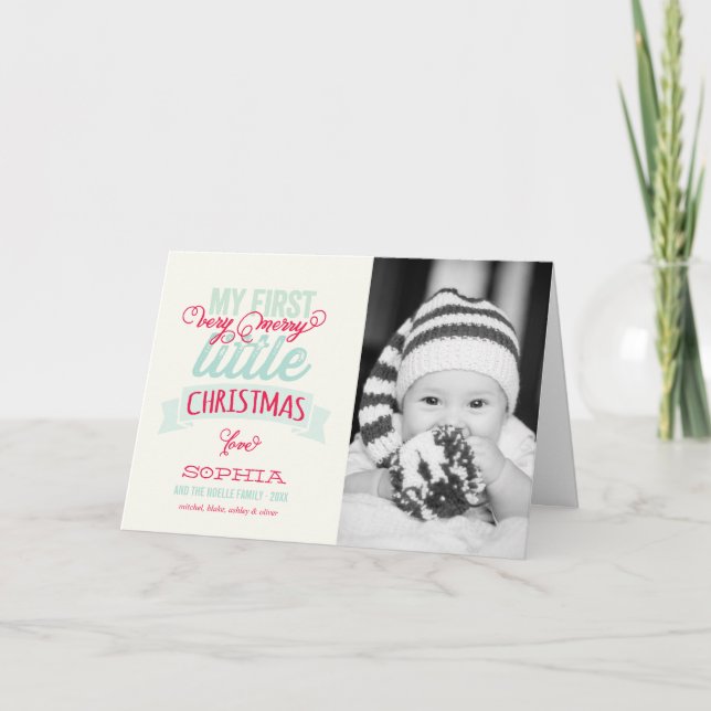 Baby's My Very Merry Little Christmas Cute Photo Holiday Card (Front)