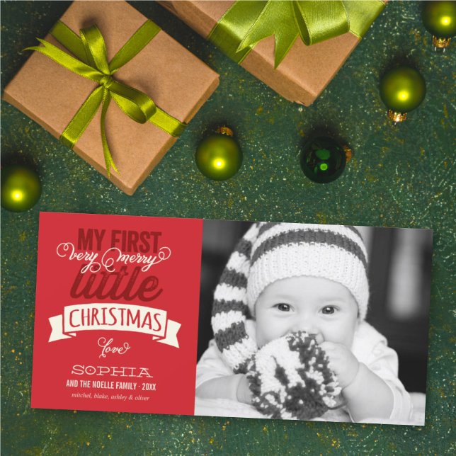 Baby's My Very Merry Little Christmas Cute Photo Holiday Card (Creator Uploaded)