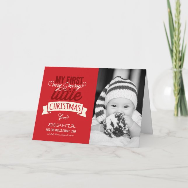 Baby's My Very Merry Little Christmas Cute Photo Holiday Card (Front)
