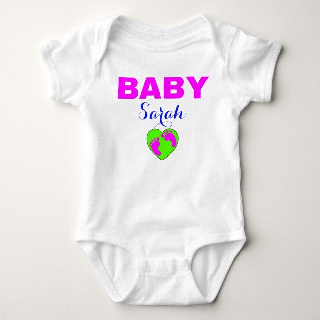 Baby's Name Here - New-Born  Girl Baby Bodysuit (Front)