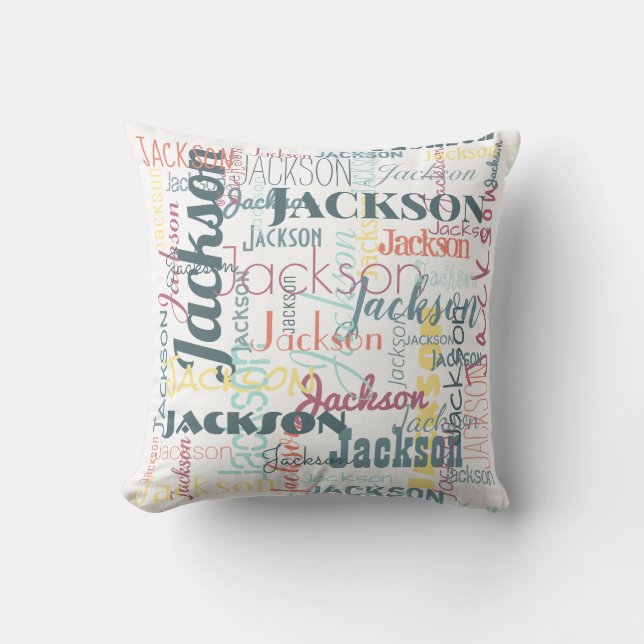 Baby's Names Pattern Typography Neutral Colours Cushion (Front)
