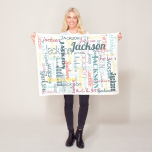Baby's Names Pattern Typography Neutral Colours Fleece Blanket