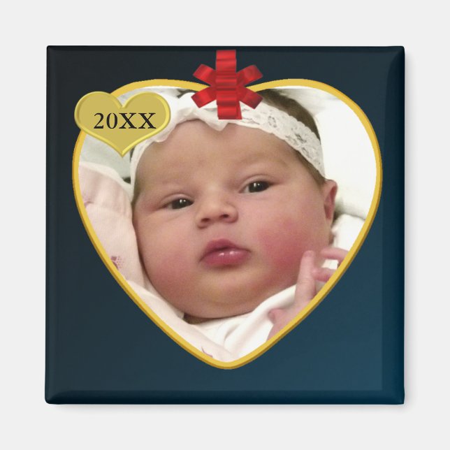 Baby's Photo Keepsake Christmas Magnet (Front)