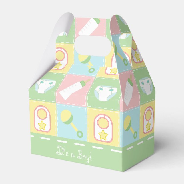 Baby's Quilt Baby Shower Favour Box (Front Side)