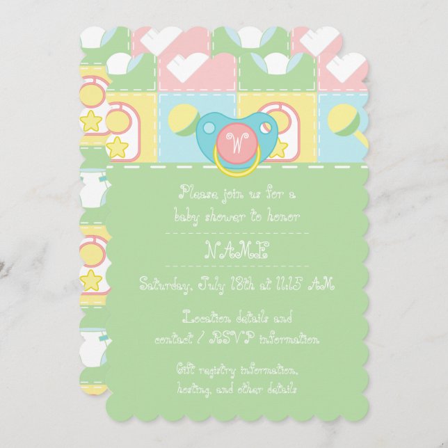 Baby's Quilt Baby Shower Invitation (Front/Back)