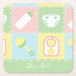 Baby's Quilt Baby Shower Paper Coasters