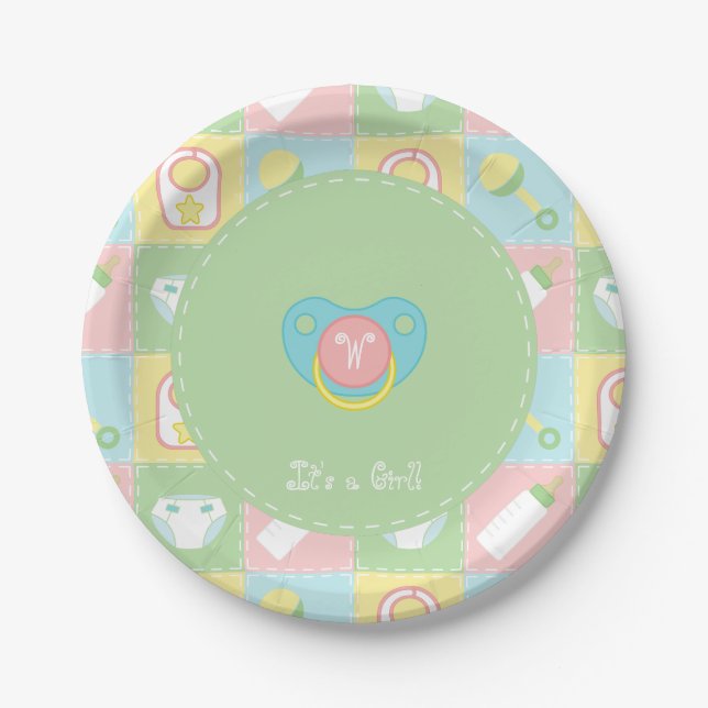 Baby's Quilt Baby Shower Paper Plates (Front)