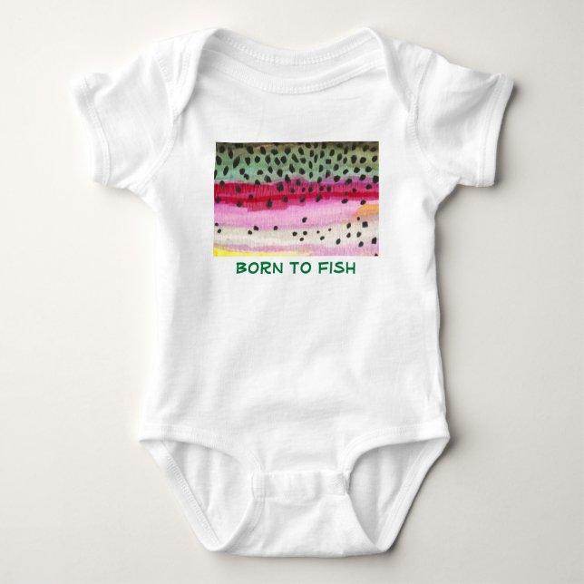 Baby's Rainbow Trout Fishing Baby Bodysuit (Front)