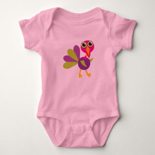 Baby's Thanksgiving Tutu Bodysuit Cartoon Turkey