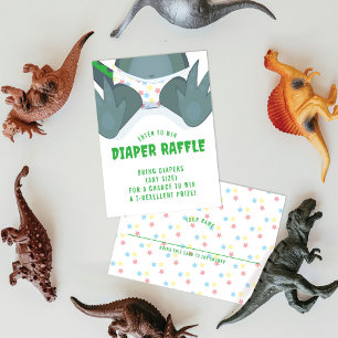 Babysaurus T-rex Green Diaper Raffle Enclosure Card