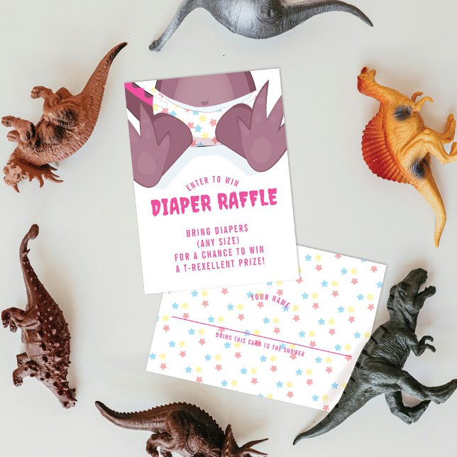 Babysaurus T-rex Pink Diaper Raffle Enclosure Card (Creator Uploaded)