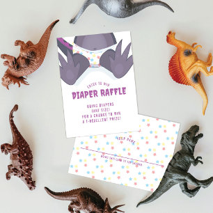 Babysaurus T-rex Purple Diaper Raffle Enclosure Card