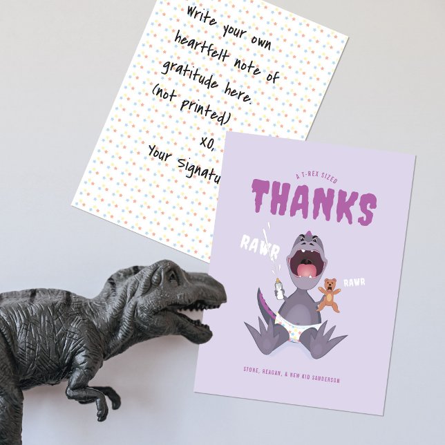 Babysaurus T-rex Purple Thank You Card (Creator Uploaded)