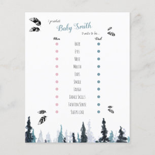 Babyshower baby predictions rustic adventure theme