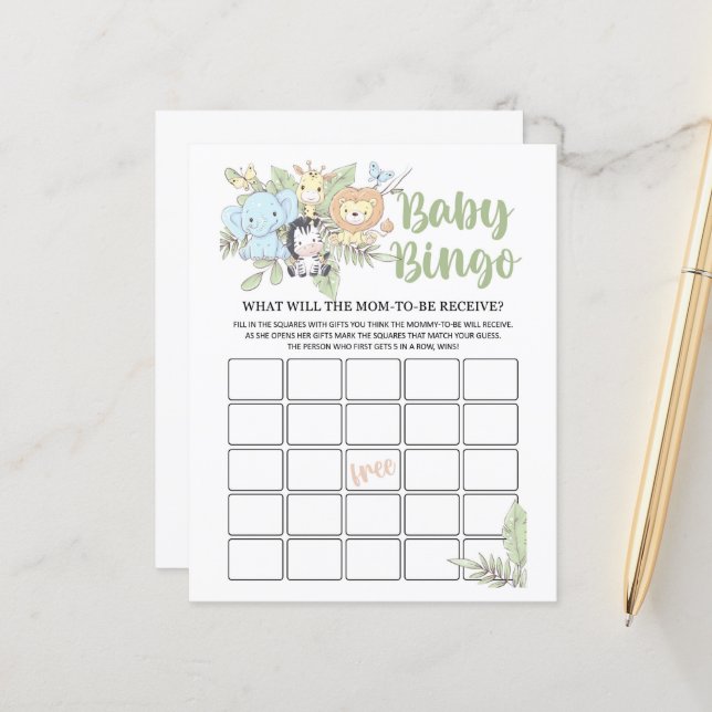 BabyShower Bingo Game  (Front/Back In Situ)