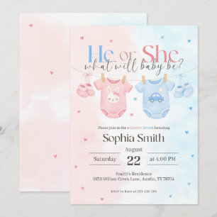 Babyshower Invite, Gender Reveal Invitation