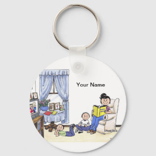 Babysitter, 2 Boys Ceramic Ornament Key Ring