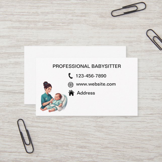 babysitter business cards (Front/Back In Situ)