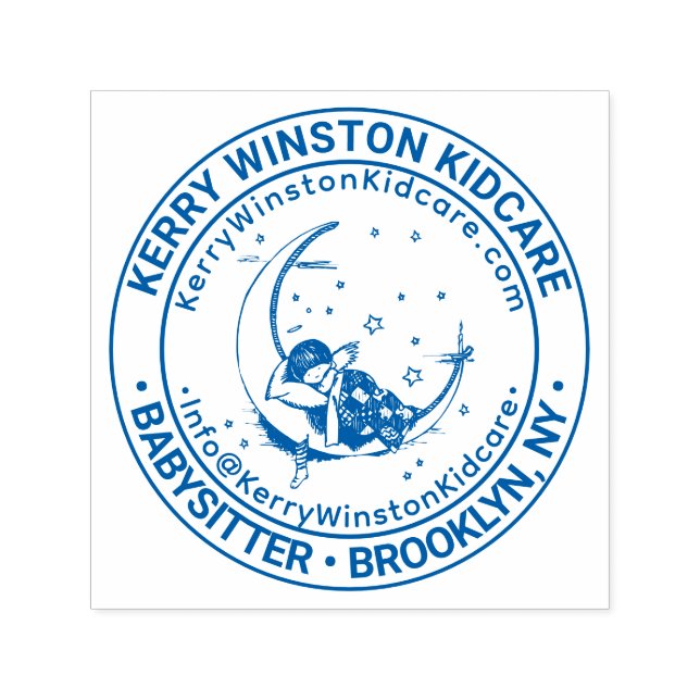 Babysitter Business Name Location URL Email Self-inking Stamp (Design)