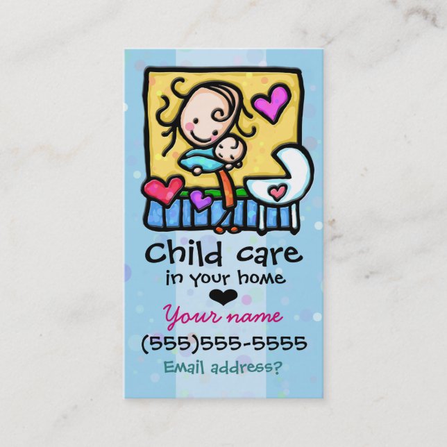 Babysitter Child Care Custom card Lt Blue (Front)
