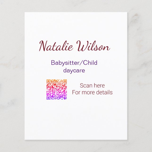 Babysitter child daycare nanny add name details q  (Front)