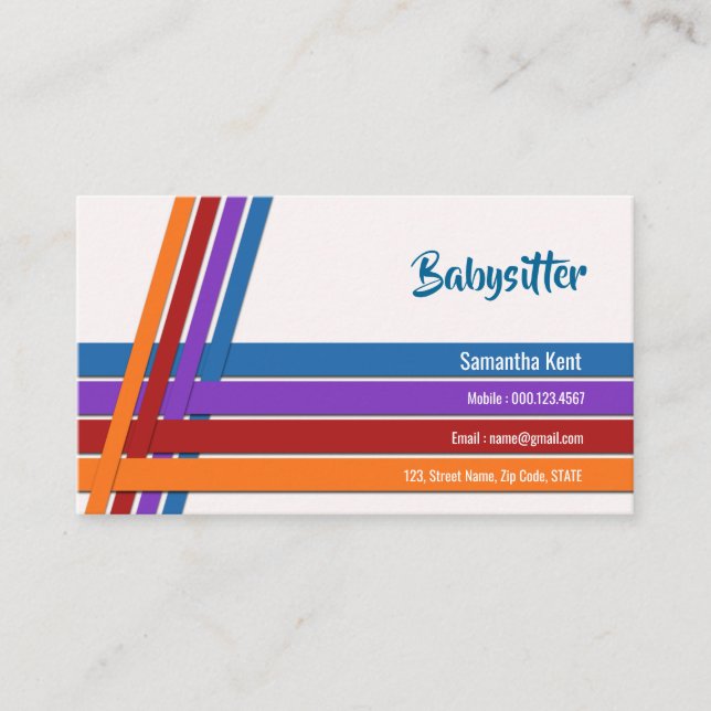 Babysitter Colourful Crisscross Signs Business Business Card (Front)