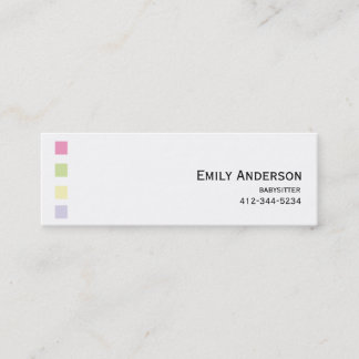 Babysitter Colourful Squares Business Card