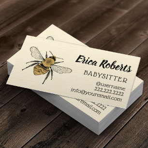 Babysitter Cute Honey Bee Babysitting Childcare Business Card