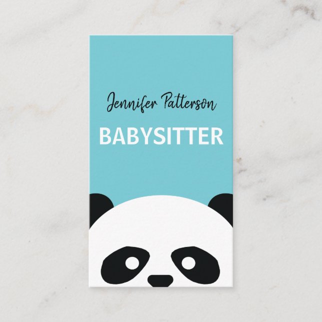 Babysitter Cute Panda Childcare Babysitting Business Card (Front)