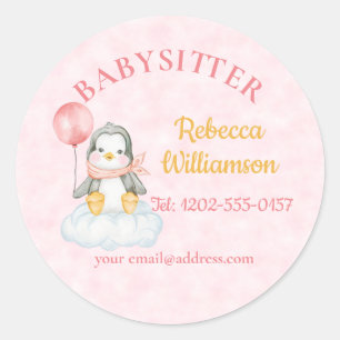 Babysitter Cute Penguin Classic Round Sticker