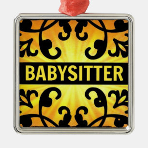 Babysitter Damask Christmas Ornament