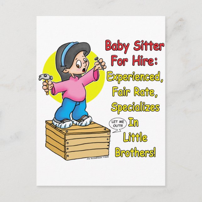 Babysitter for Hire! Postcard (Front)